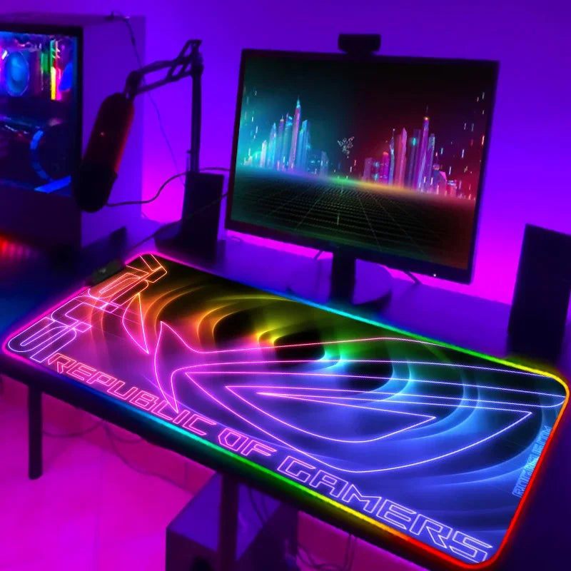 RGB Mousepad Cool ROG Mouse Pad Gamer Keyboard Mat LED Computer Mausepad Keyboards Accessories Gaming Desk Mat Mouse Carpet Xxl
