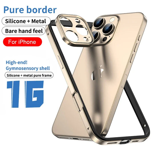 Camera Protection + Hybrid Silicone Frame Aluminum Metal Phone Case For iPhone 17 16 15 Pro Max 14 13 Better Heat Bumper