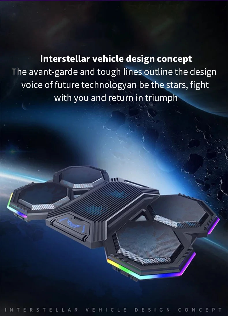 RGB Gaming Laptop Cooling Pad Air Cooler Notebook Stand Holder with 6 fans Cooling Fan Base Suit for 12-17 inch Laptop Stand