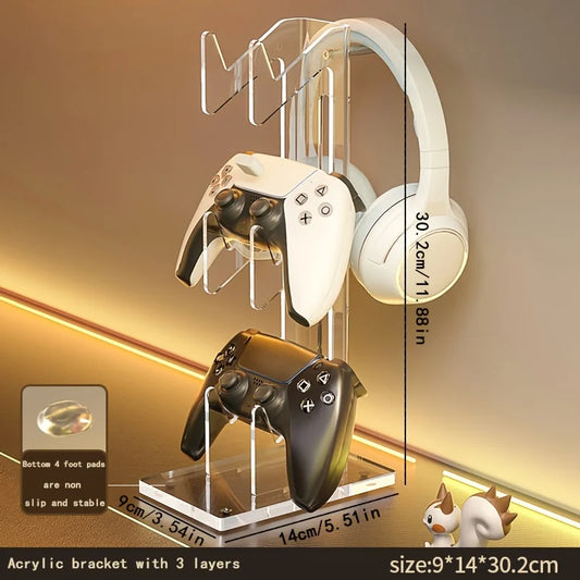 Acrylic Game Controller Stand - Desktop Display Holder for Game Controller&Accessories, Portable Design for Desk Organization