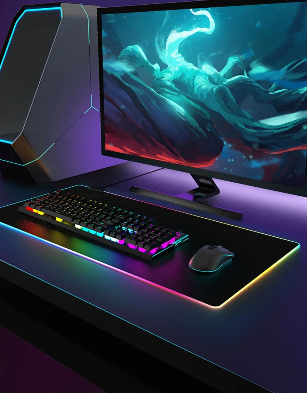 Geometry Large RGB Gamer Mousepad With Backlight Mouse Mat Gaming Mousepads LED Keyboard Mats Luminous Desk Pads Mouse Pad PC