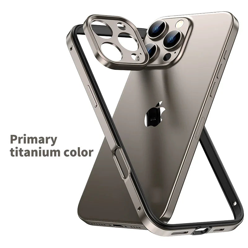 Camera Protection + Hybrid Silicone Frame Aluminum Metal Phone Case For iPhone 17 16 15 Pro Max 14 13 Better Heat Bumper