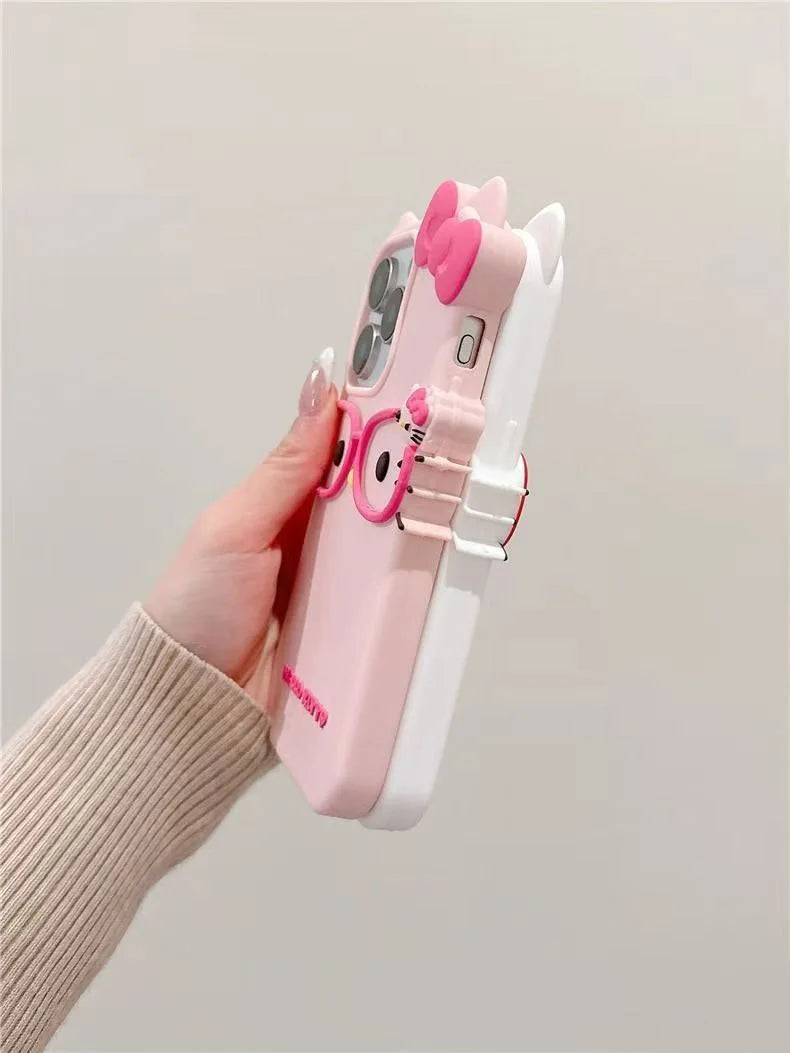 3D Glasses Cat Silicone Phone Case For iPhone 17 Pro Max 16 15 Plus 14 13 Mini 12 11 4 4S 5 5S 7 8 SE