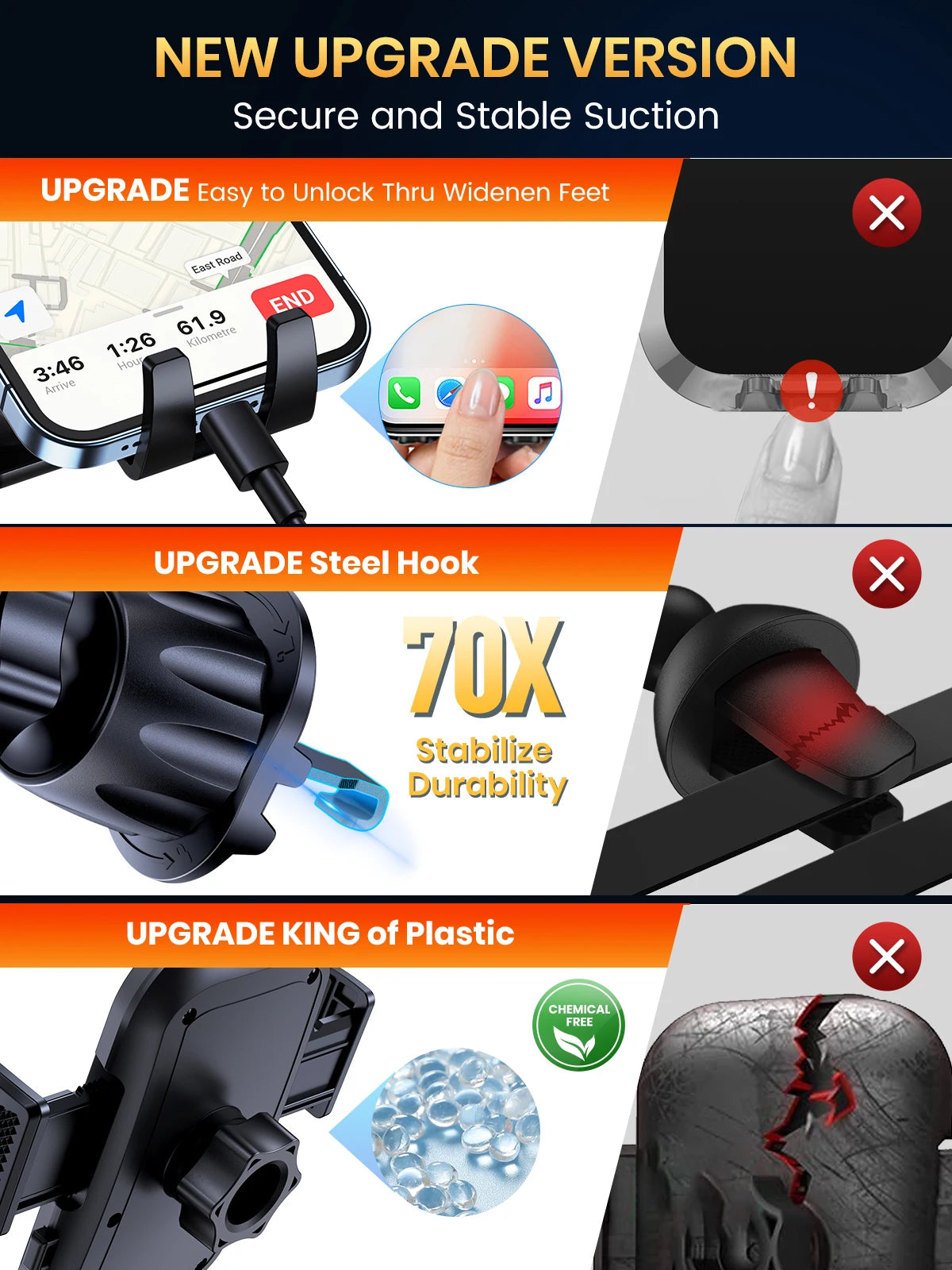 TOPK Car Phone Holder Mount Air Vent Cell Phone Holder for Car Hands Free Easy Clamp Cradle in Vehicle Fit All 4" to 7" Phone