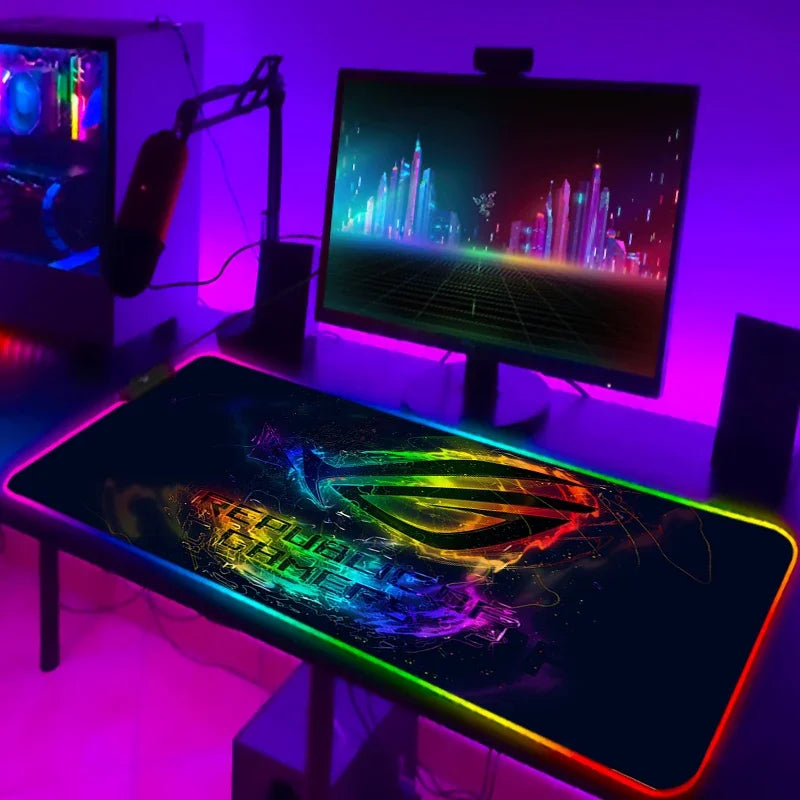 RGB Mousepad Cool ROG Mouse Pad Gamer Keyboard Mat LED Computer Mausepad Keyboards Accessories Gaming Desk Mat Mouse Carpet Xxl