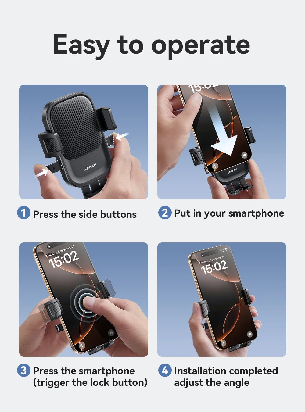 Joyroom Car Phone Holder 360° Rotation Car Air Vent Phone Holder Universal Hands-Free Cell Phone Mount For 4.7-6.9'' Phones