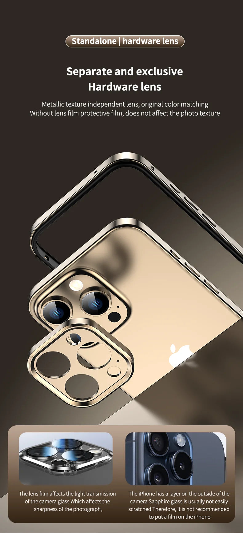 Camera Protection + Hybrid Silicone Frame Aluminum Metal Phone Case For iPhone 17 16 15 Pro Max 14 13 Better Heat Bumper