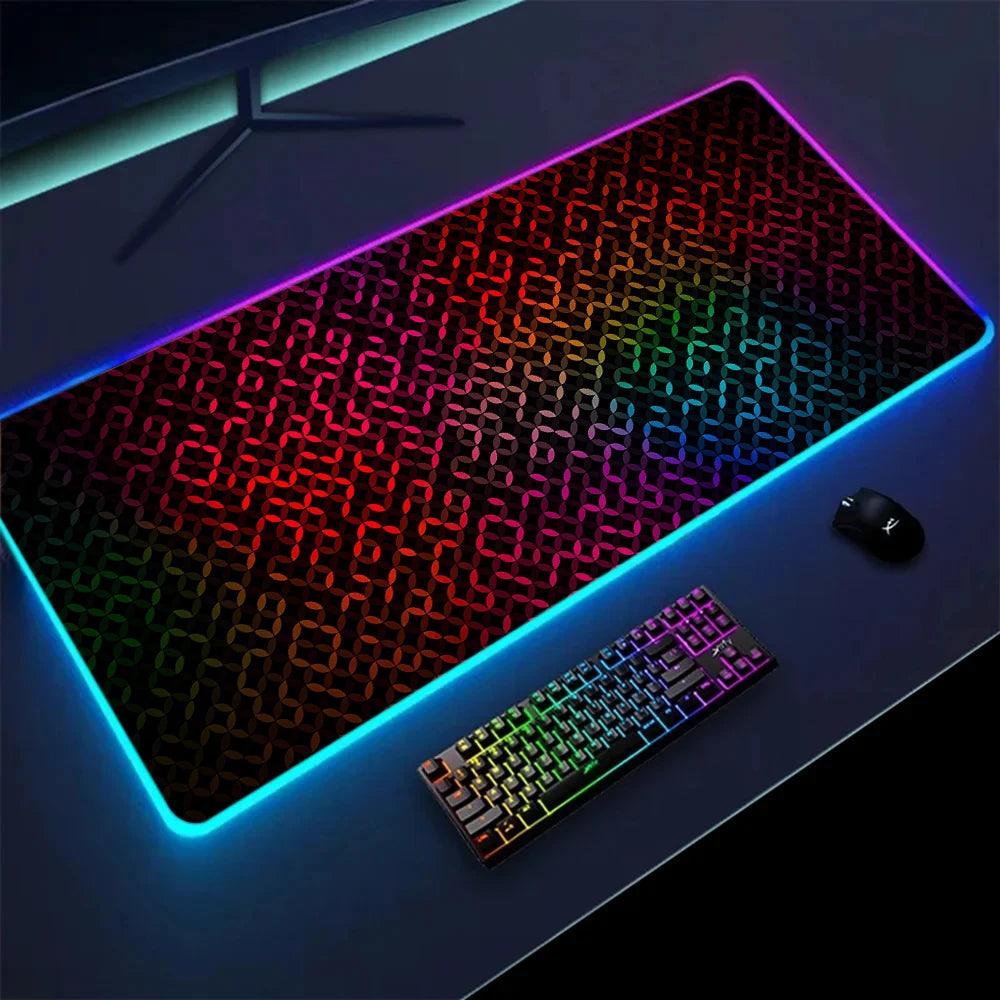 XXL RGB Gaming Mouse Pad New 3D Geometry Desk Mat HD Gamer Accessories Large LED Light Mousepads PC Computer Carpet with Backlit