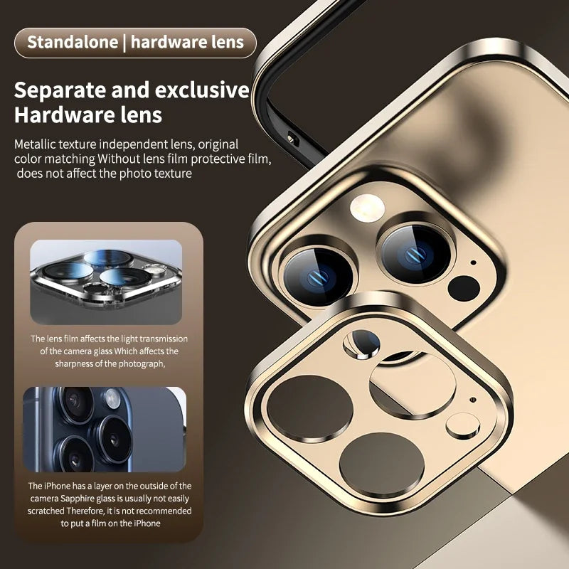 Camera Protection + Hybrid Silicone Frame Aluminum Metal Phone Case For iPhone 17 16 15 Pro Max 14 13 Better Heat Bumper