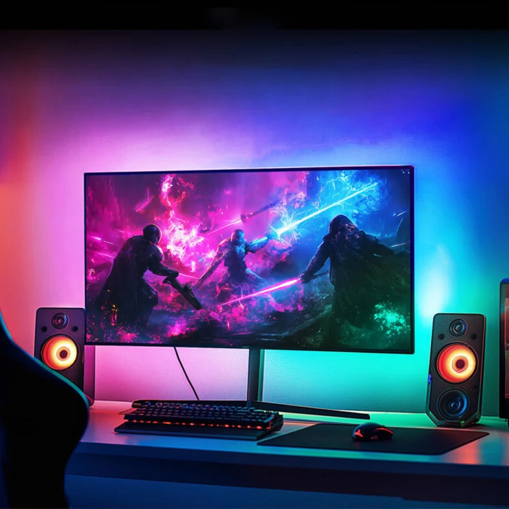RGB Gaming Light Sync Strip Screen Backlight with Smart APP Control Ambient Lighting DIY Color Modes Computer Game Room