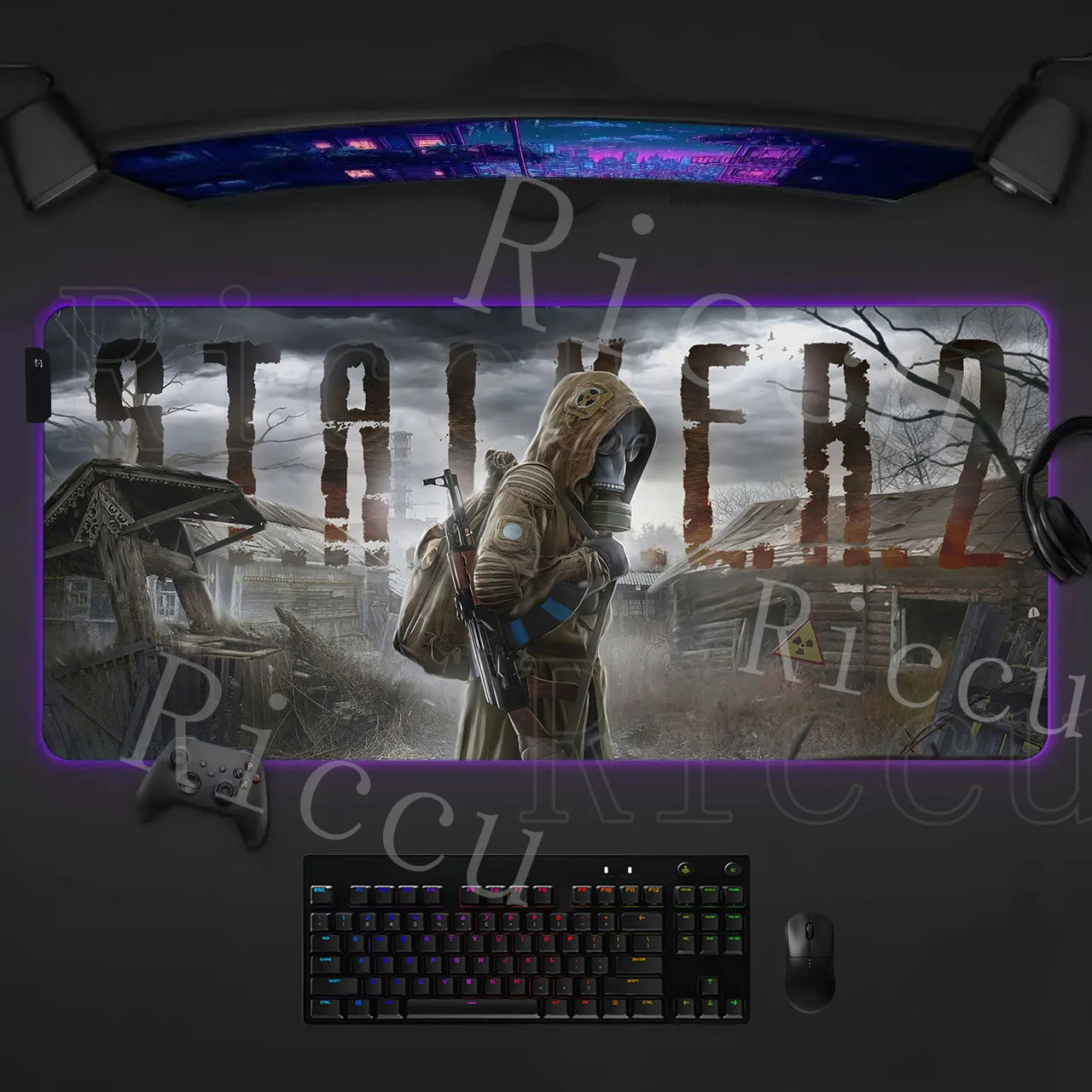RGB LED PC accessories 400x900mm Stalker 2 Large Gaming Mouse Pad Computer Laptop HD Rupper Expand Desk Mats Gamer XXL Desk Ma