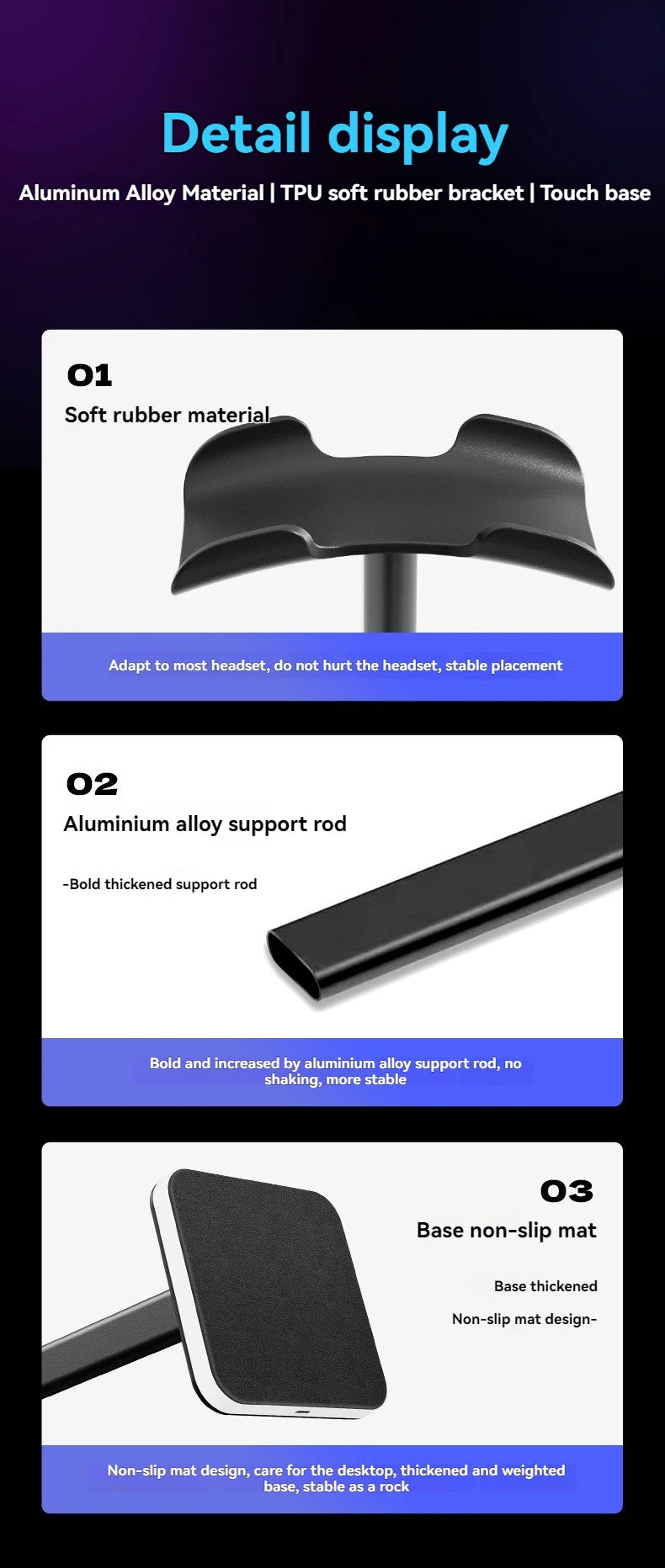 Headphone Stand with RGB Lighting - Adjustable Color Control for Gaming Headset Storage and Display