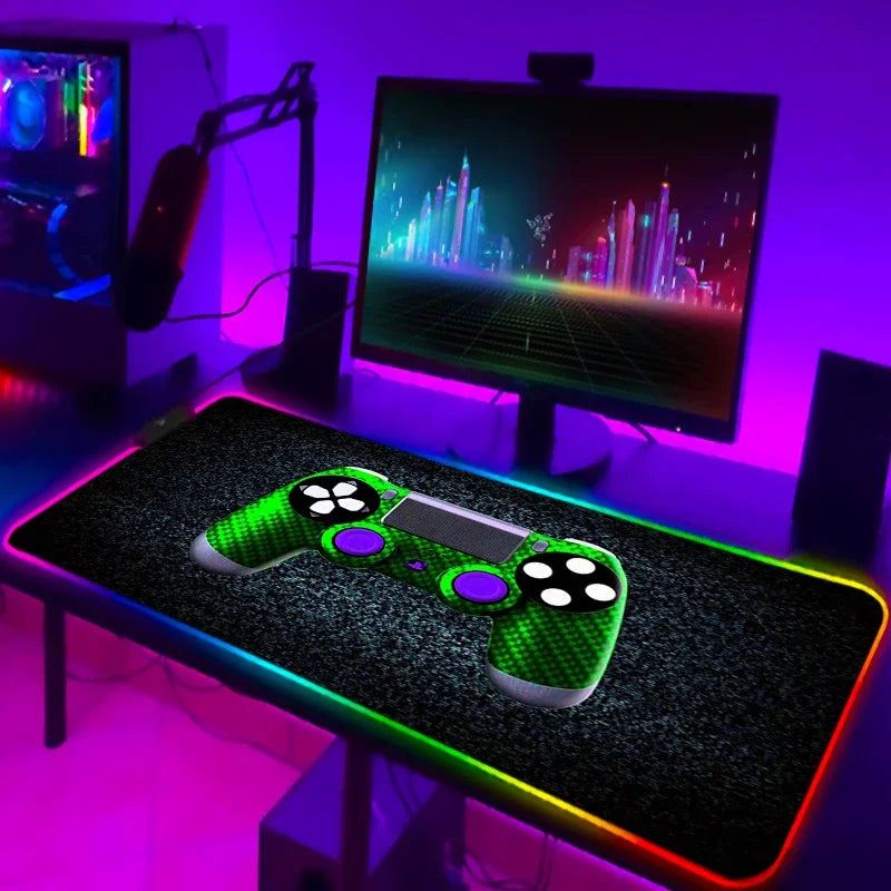 LED Gaming Mouse Pad With Backlight Deskmat PSFour Mousepad RGB Gamer Desk Decorations Computer Mouse Pad Pc Gamer Full Mat