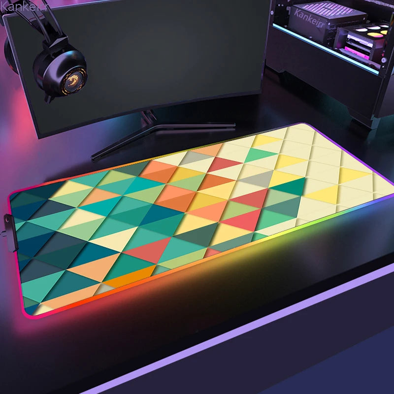 RGB Hexagonal Mouse Pad 900x350 LED Gaming Anime Geometric Luminous Anti-skid Computer Offices Cool Mousepad Desk Mat Laptop Rug