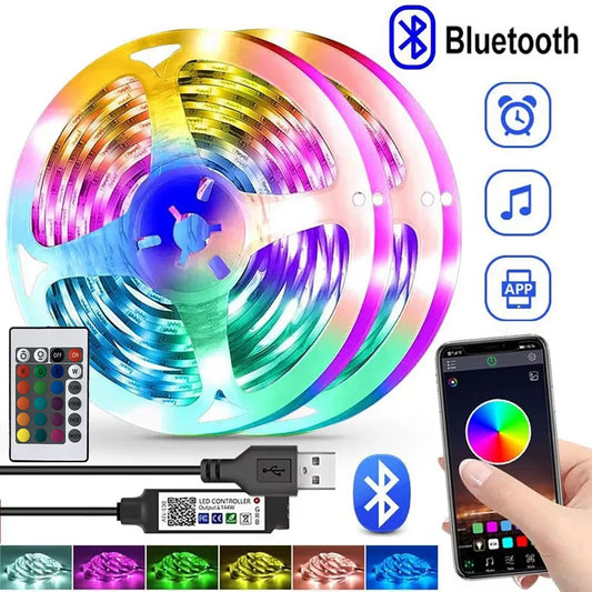 Gaming RGB LED Light Strip USB 5V 5050 Music Sync Flexible Tape Christmas Lights Remote & APP Control for Desk Room Decorations