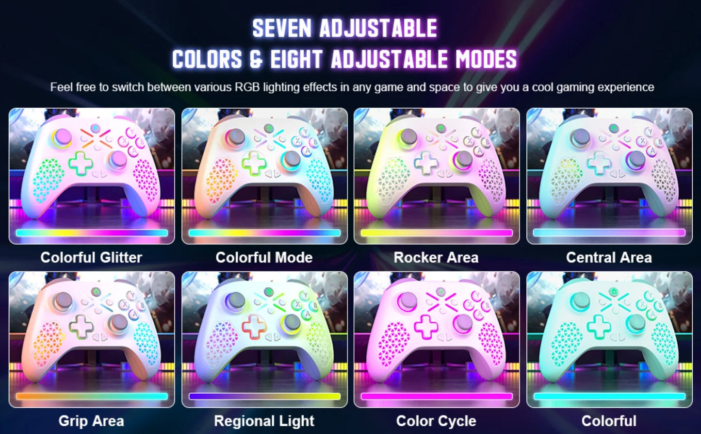 RGB Wireless Game Controller for Xbox One/X/S/Series X/S/PC Gamepad Gaming Joystick W/ LED Turbo Macro Function 3.5mm Audio Jack