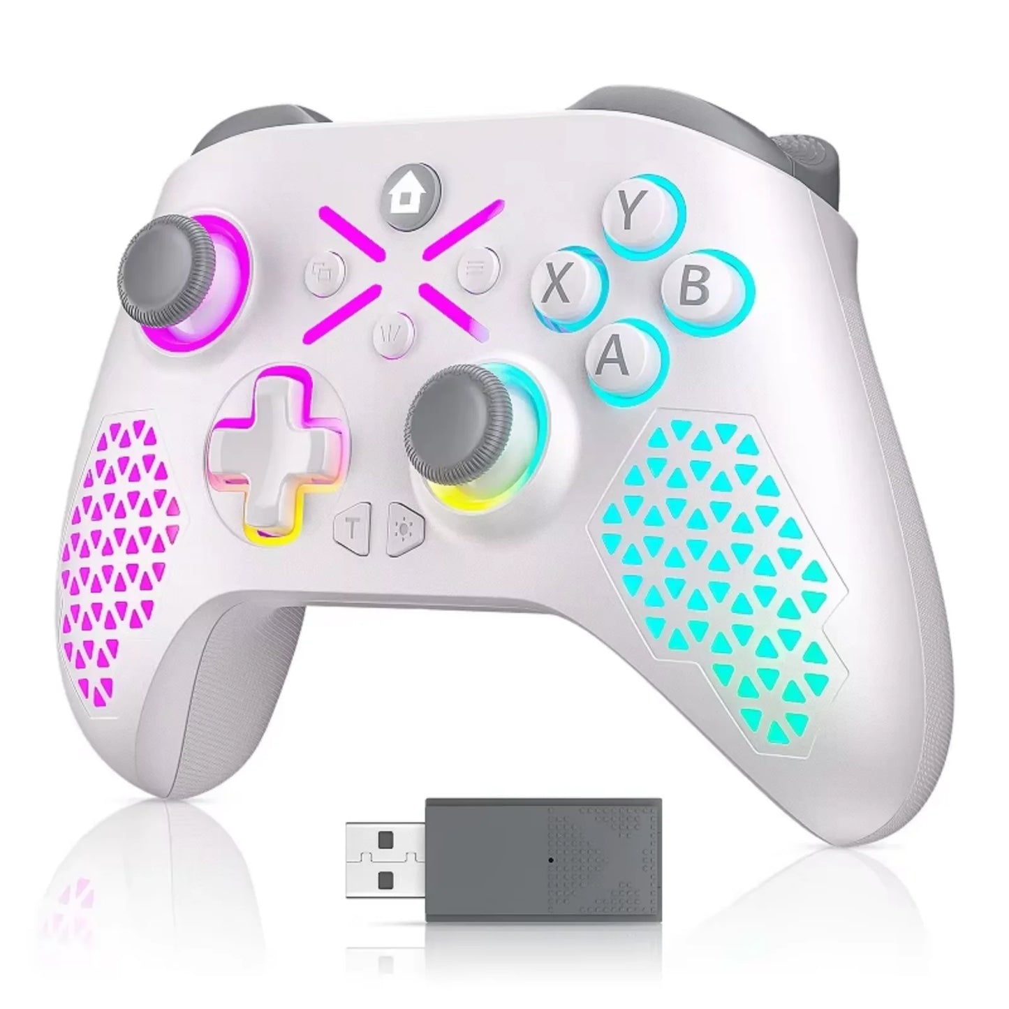 RGB Wireless Game Controller for Xbox One/X/S/Series X/S/PC Gamepad Gaming Joystick W/ LED Turbo Macro Function 3.5mm Audio Jack