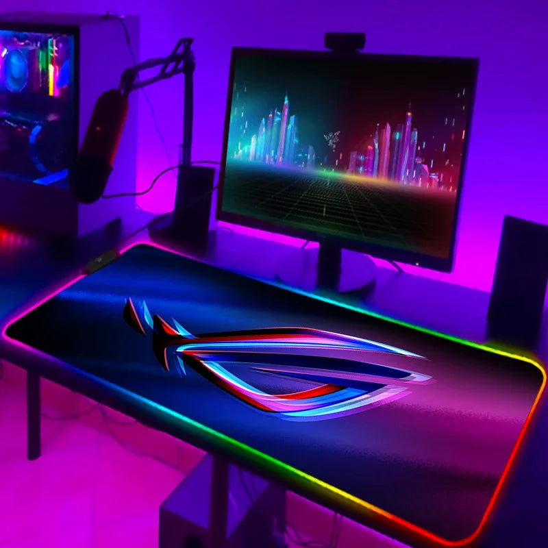 RGB Mousepad Cool ROG Mouse Pad Gamer Keyboard Mat LED Computer Mausepad Keyboards Accessories Gaming Desk Mat Mouse Carpet Xxl