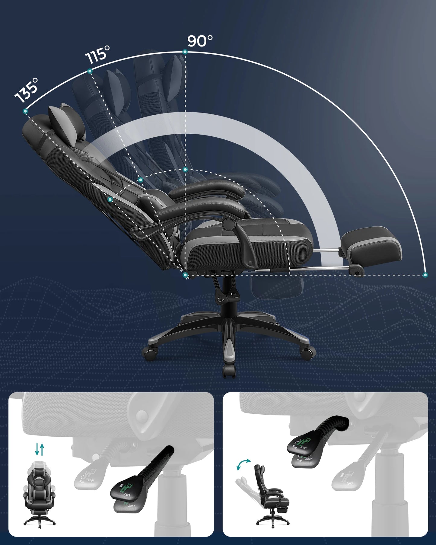 SONGMICS Home Office Height Adjustable Home Office Gaming chair Office Chair