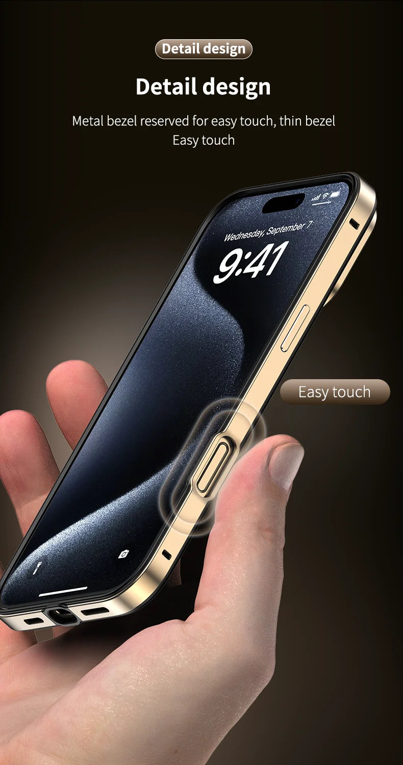 Camera Protection + Hybrid Silicone Frame Aluminum Metal Phone Case For iPhone 17 16 15 Pro Max 14 13 Better Heat Bumper