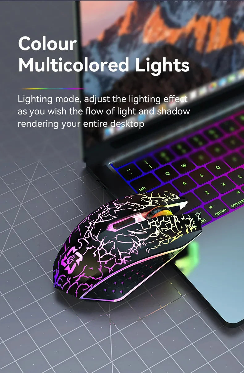 RGB Gaming Mouse Bluetooth Mouse 2.4G Wireless Mouse Ergonomic 1600DPI 6 Mute Buttons Mouse For MacBook Tablet Laptops Computer