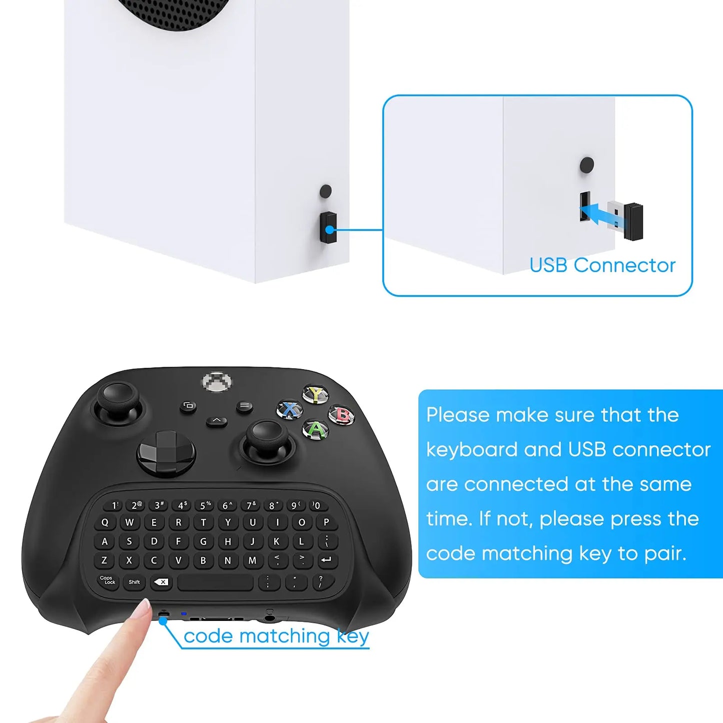 Controller Keyboard for Xbox Series X/S/One/One S Wireless Chatpad Gaming Keypad with USB Receiver With 3.5mm Audio Jack