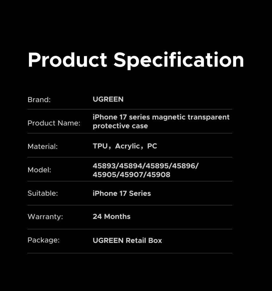 UGREEN Magnetic Case for iPhone 17 Pro Max Case Shockproof Cover for iPhone 17 Pro Max Plus 17pro Macsafe TPU Cases