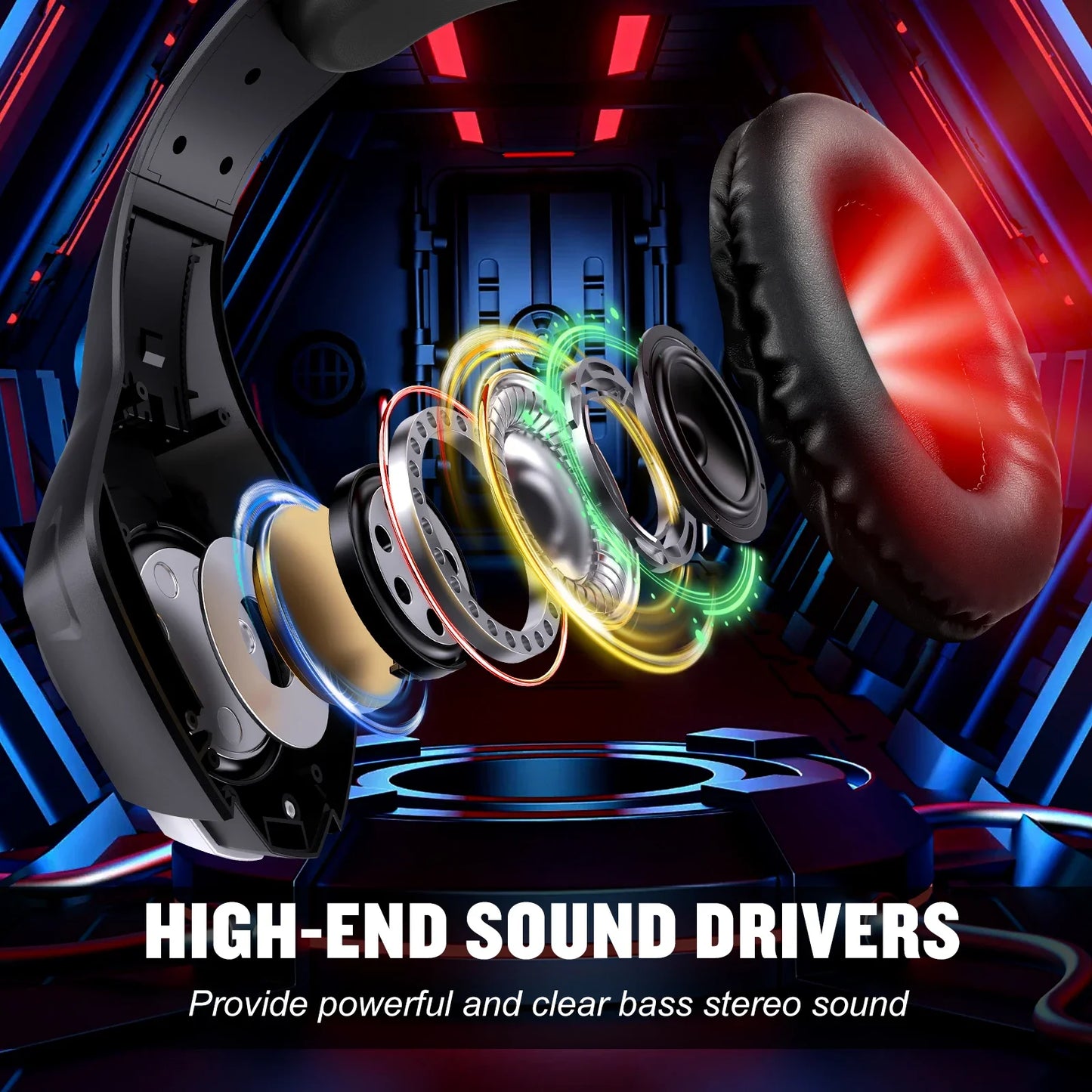 RGB Light Gaming Headset for PC PS5 Game Headphone with Microphone Noise Cancelling Earphone 3.5mm USB Deep Bass Stereo Sound