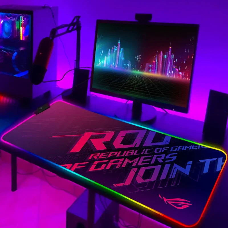 RGB Mousepad Cool ROG Mouse Pad Gamer Keyboard Mat LED Computer Mausepad Keyboards Accessories Gaming Desk Mat Mouse Carpet Xxl