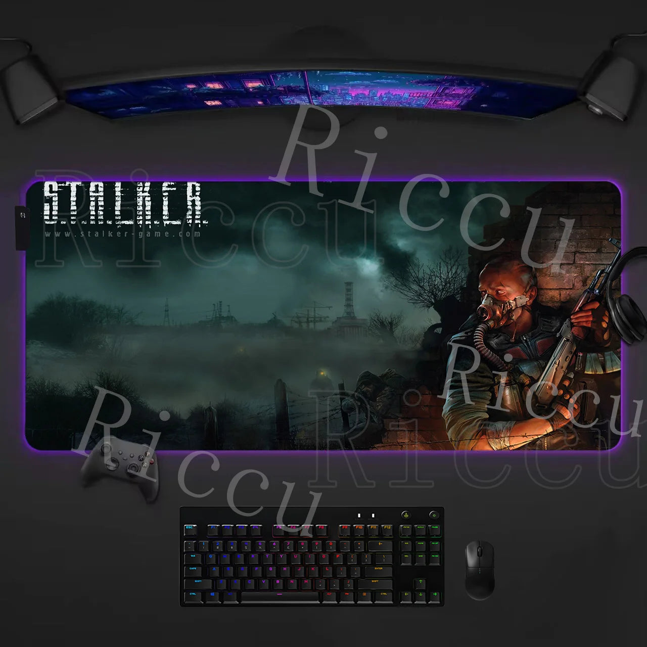 RGB LED PC accessories 400x900mm Stalker 2 Large Gaming Mouse Pad Computer Laptop HD Rupper Expand Desk Mats Gamer XXL Desk Ma