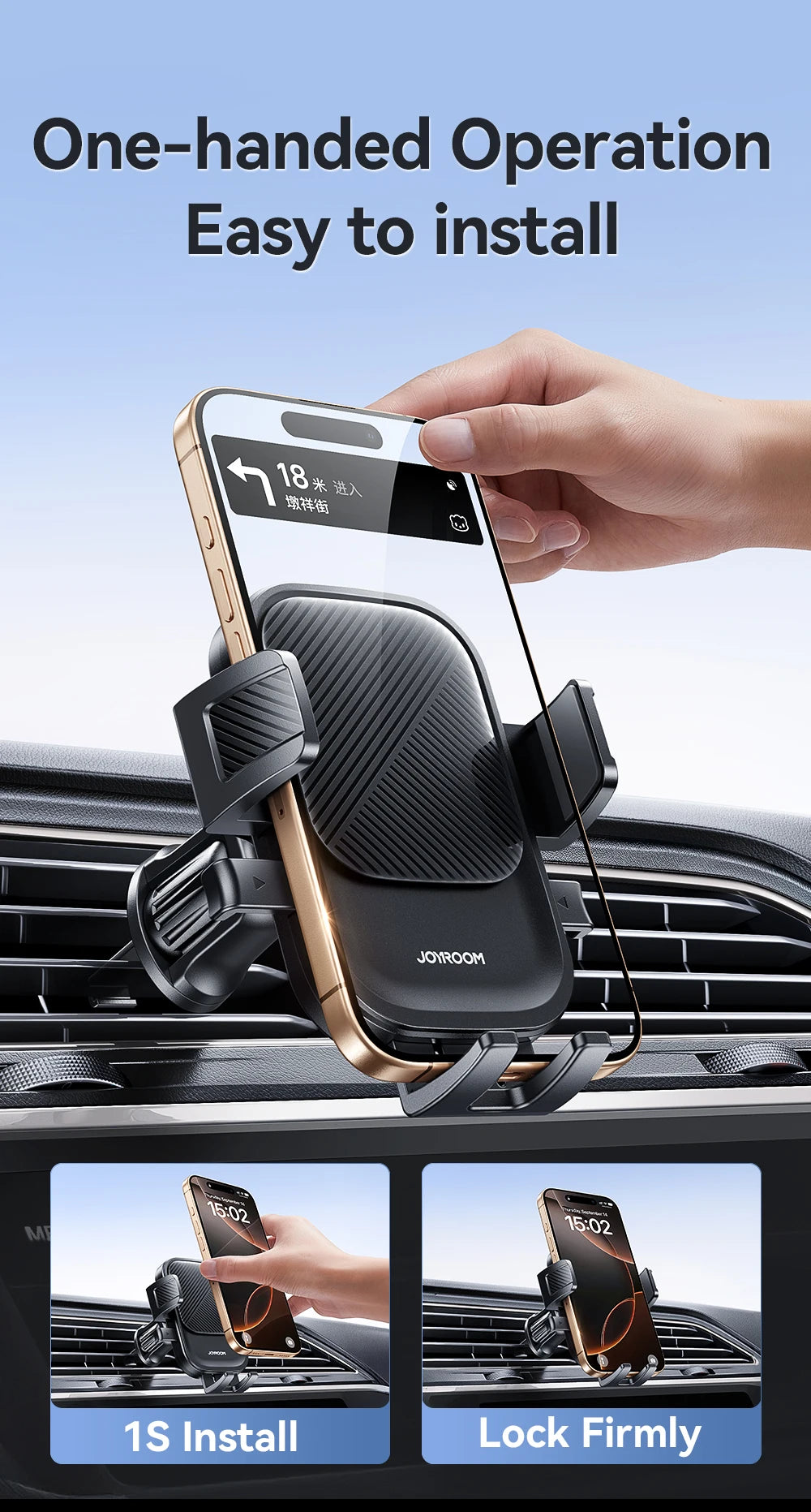 Joyroom Car Phone Holder 360° Rotation Car Air Vent Phone Holder Universal Hands-Free Cell Phone Mount For 4.7-6.9'' Phones