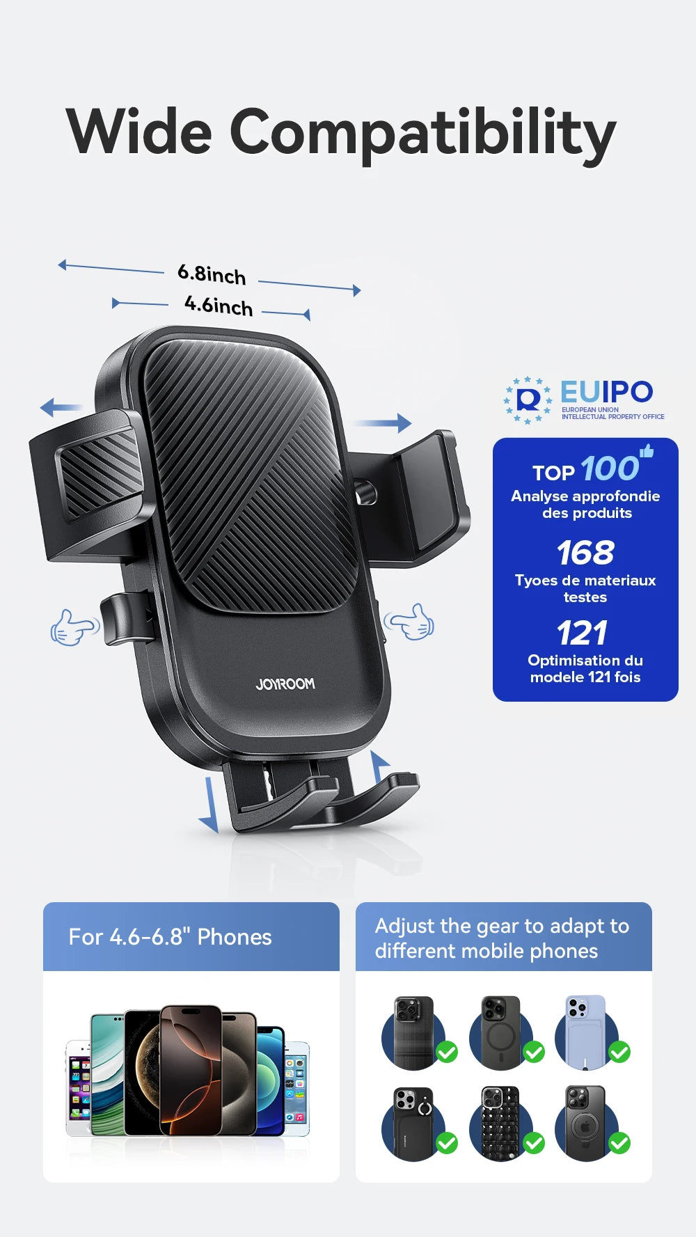 Joyroom Car Phone Holder 360° Rotation Car Air Vent Phone Holder Universal Hands-Free Cell Phone Mount For 4.7-6.9'' Phones