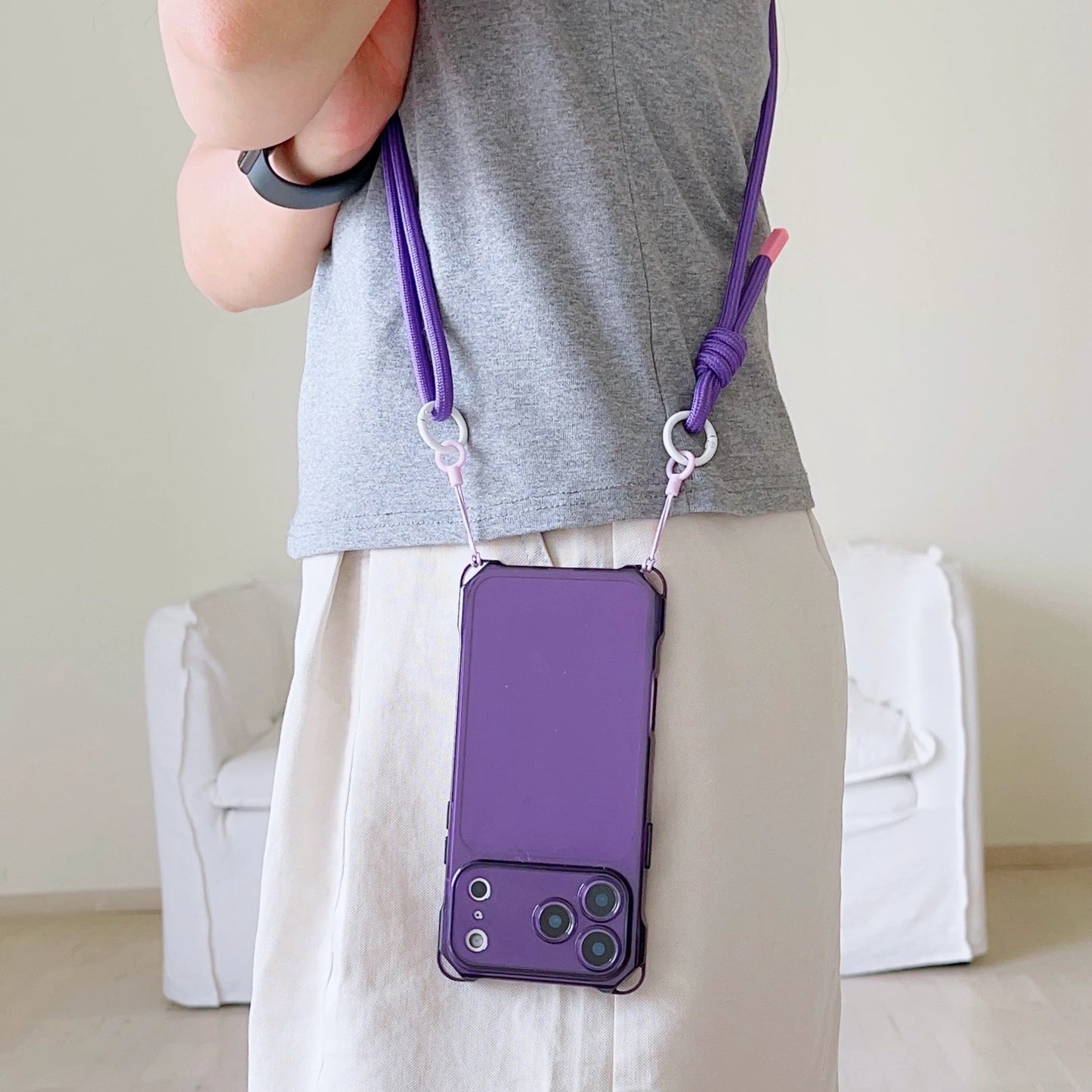 The Simple Adjustable Lanyard Protective Case Is Suitable For Iphone 17 Pro Max Phone Case Air Four-Corner Drop Protective Case