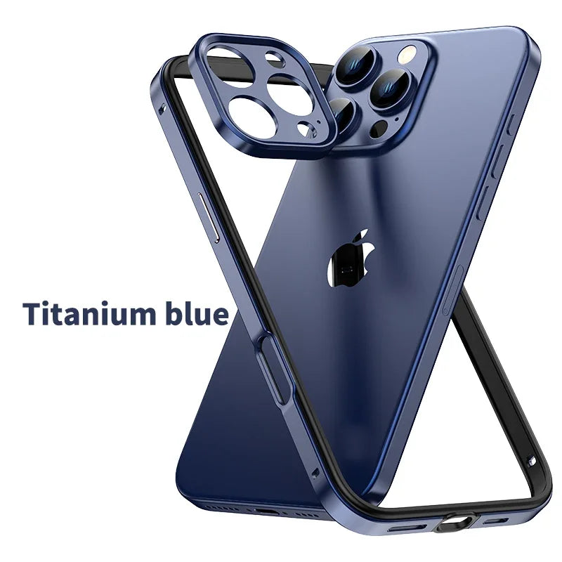 Camera Protection + Hybrid Silicone Frame Aluminum Metal Phone Case For iPhone 17 16 15 Pro Max 14 13 Better Heat Bumper