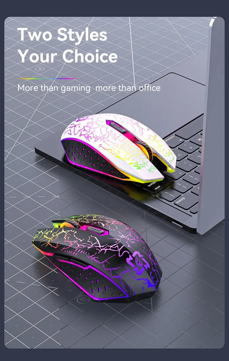RGB Gaming Mouse Bluetooth Mouse 2.4G Wireless Mouse Ergonomic 1600DPI 6 Mute Buttons Mouse For MacBook Tablet Laptops Computer