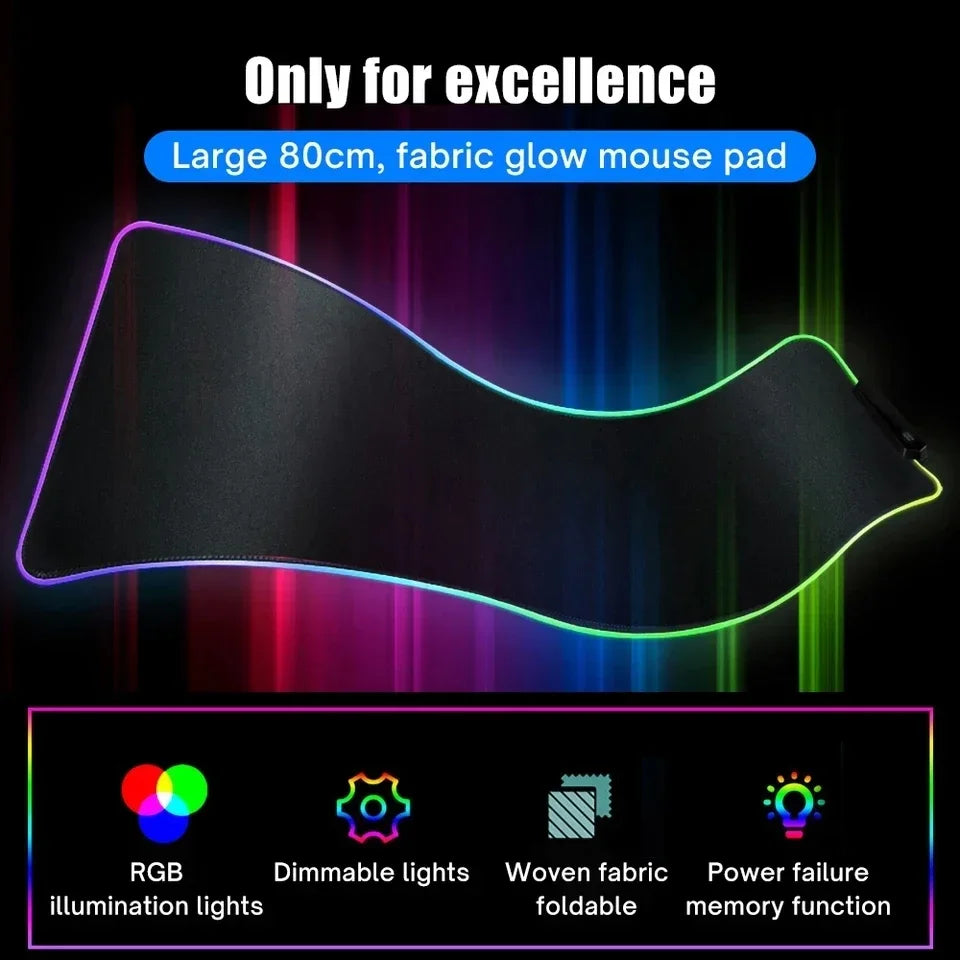 Black sports Car Mouse Pad XXL RGB Gaming MousePad HD Game Accessories Large LED Light MousePads PC Computer Carpet With Backlit