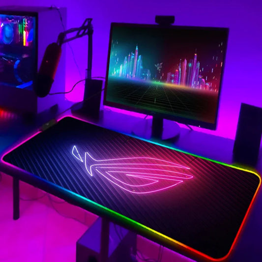 RGB Mousepad Cool ROG Mouse Pad Gamer Keyboard Mat LED Computer Mausepad Keyboards Accessories Gaming Desk Mat Mouse Carpet Xxl