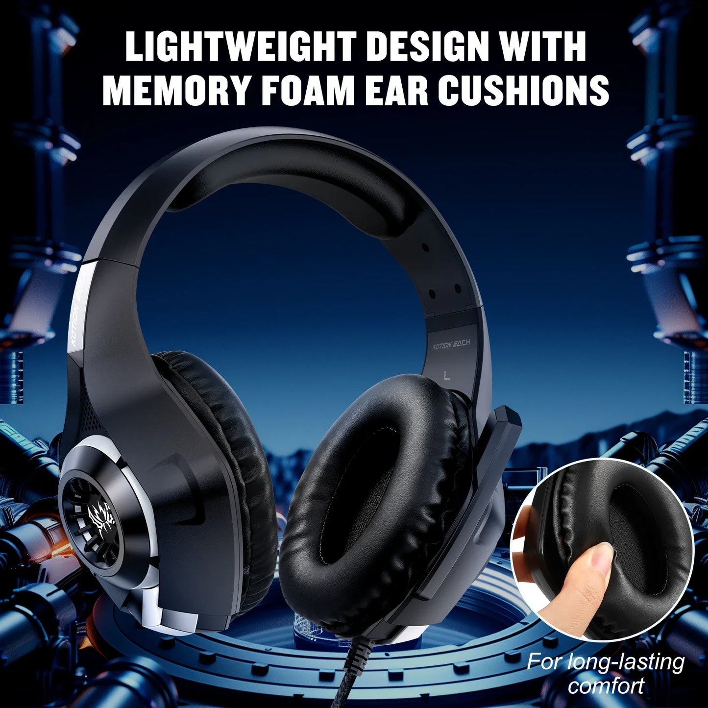 RGB Light Gaming Headset for PC PS5 Game Headphone with Microphone Noise Cancelling Earphone 3.5mm USB Deep Bass Stereo Sound