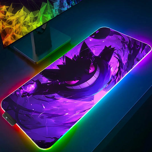 RGB Desk Mat Lovely Cute Gaming Mouse Pad Mousepad PC Gamer Desktop Decoration HD Office Mouse Mat P-Pokemons Gengar Table Rug