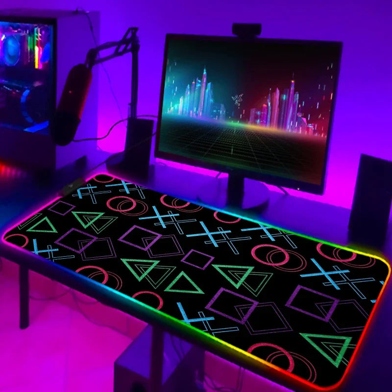 LED Gaming Mouse Pad With Backlight Deskmat PSFour Mousepad RGB Gamer Desk Decorations Computer Mouse Pad Pc Gamer Full Mat