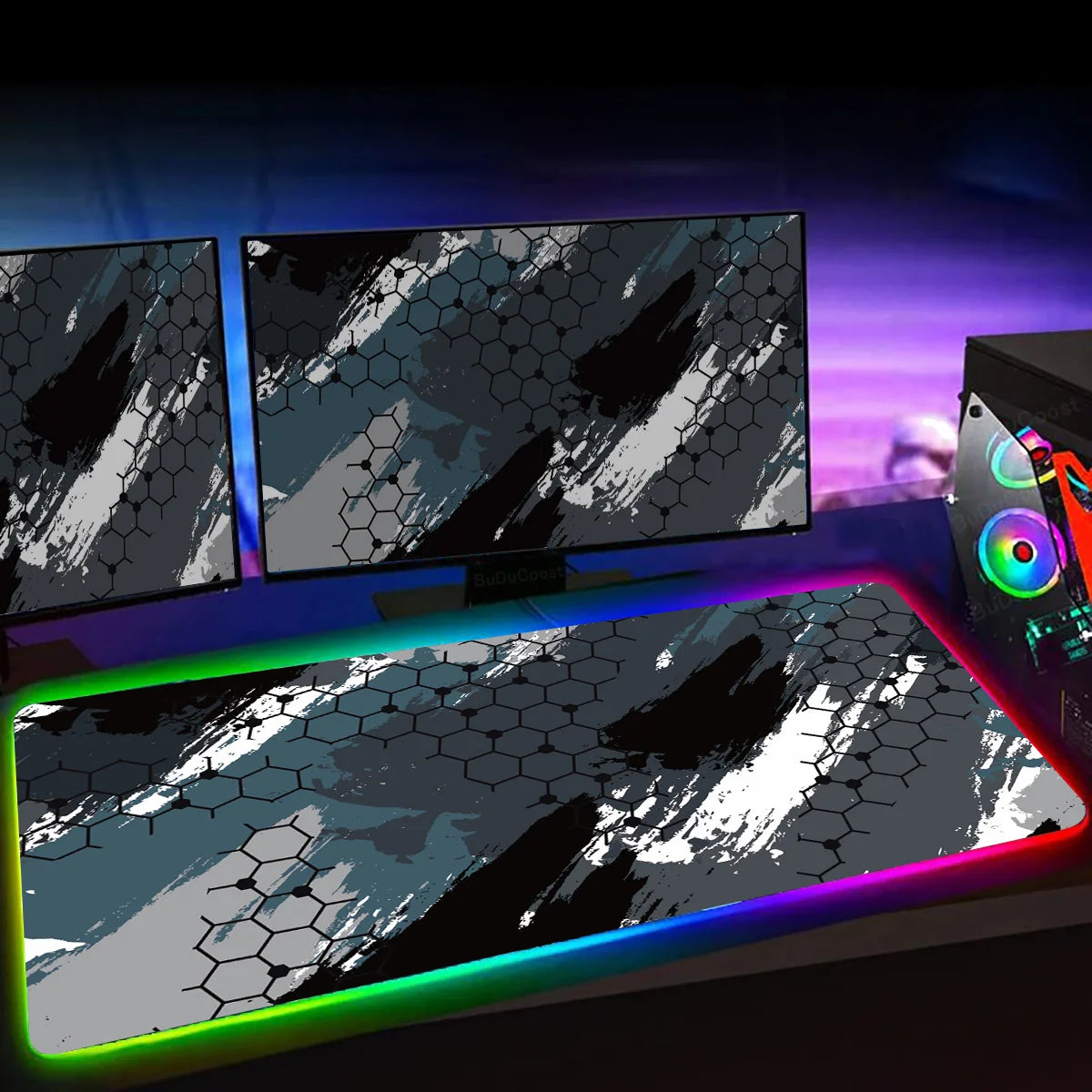 RGB Hexagon Gaming Mouse Pad XXL Antislip Rug Desk Mat Computer Accessories Office Geometric Mousepad Luminous Extended Game Mat