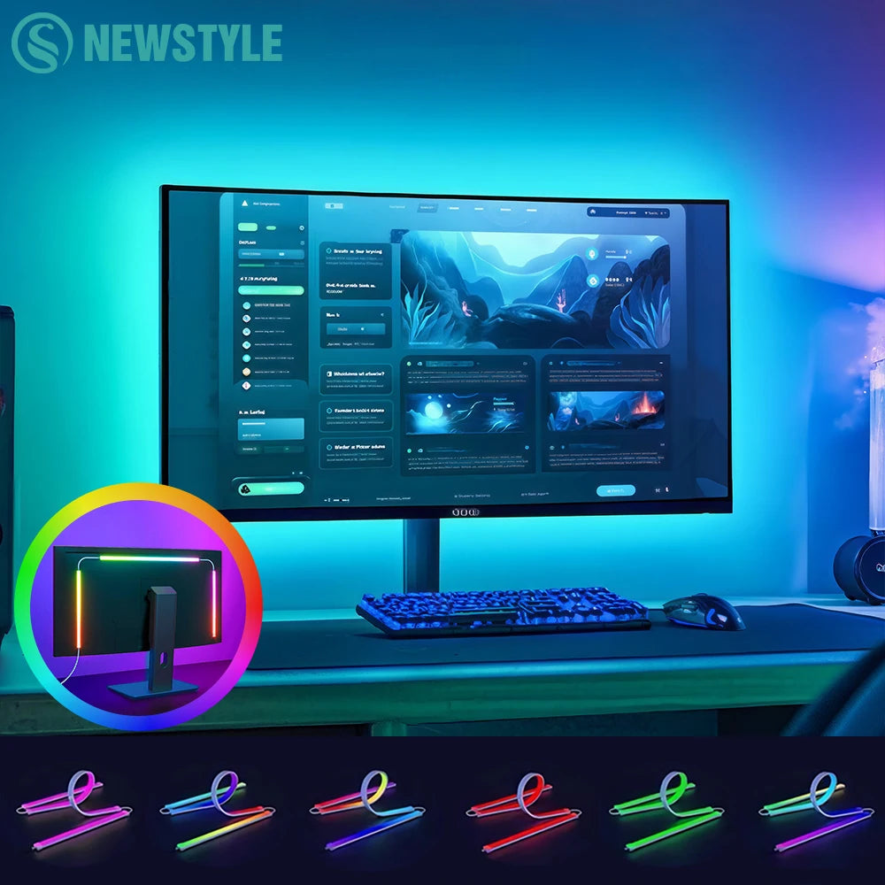 RGB Gaming Light Sync Strip Screen Backlight with Smart APP Control Ambient Lighting DIY Color Modes Computer Game Room