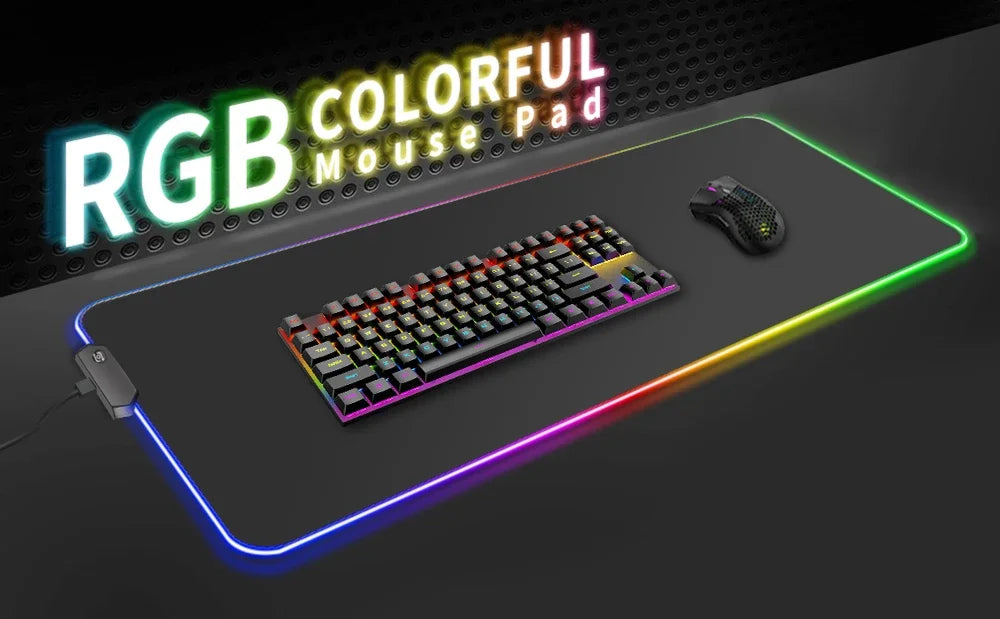 Geometry Large RGB Gamer Mousepad With Backlight Mouse Mat Gaming Mousepads LED Keyboard Mats Luminous Desk Pads Mouse Pad PC