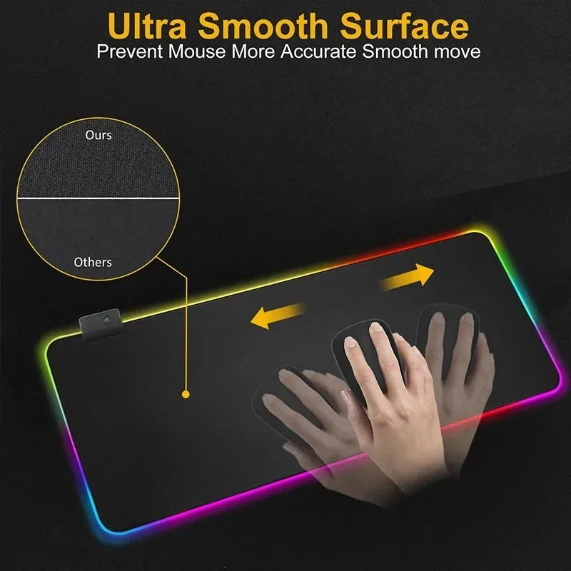 XXL RGB Gaming Mouse Pad New 3D Geometry Desk Mat HD Gamer Accessories Large LED Light Mousepads PC Computer Carpet with Backlit