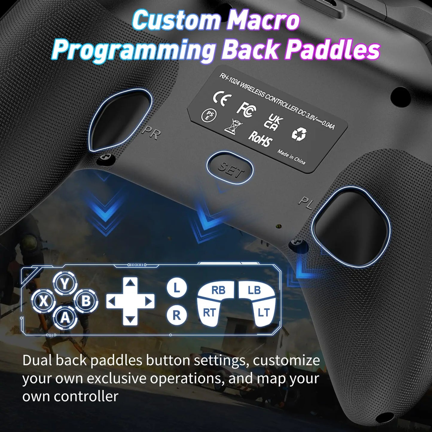 RGB Wireless Game Controller for Xbox One/X/S/Series X/S/PC Gamepad Gaming Joystick W/ LED Turbo Macro Function 3.5mm Audio Jack