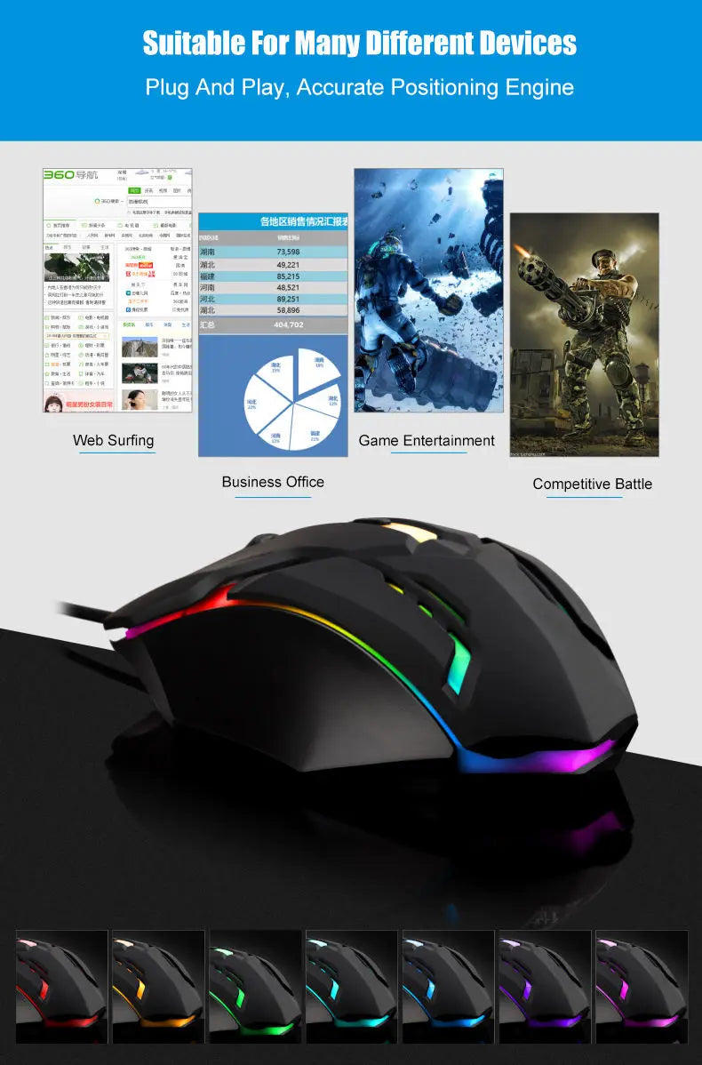 2025 Latest High-Quality Ergonomic Gaming Mouse for Desktop and Laptop Computers,4-Button USB RGB Backlit Mouse