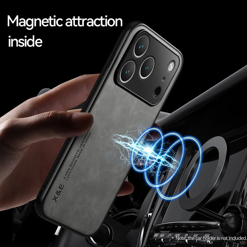 Luxury Shockproof Case For iPhone 17 Pro Max Protective Cover Magnetic Car Holder Phone Coque Fundas For iPhone 17 Air 17Pro