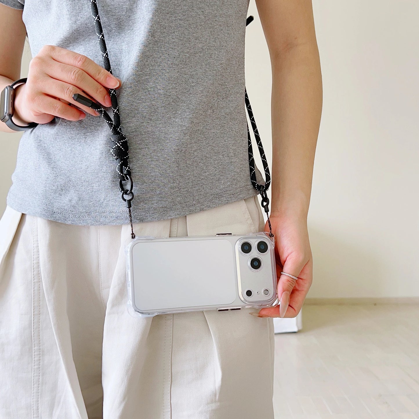 The Simple Adjustable Lanyard Protective Case Is Suitable For Iphone 17 Pro Max Phone Case Air Four-Corner Drop Protective Case