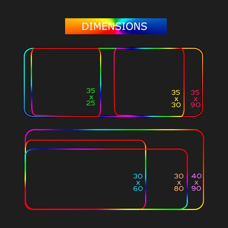 RGB Neon Gaming Controller Art Mouse Pad LED Backlight Luminous Gamer Rubber Keyboard Pads Esports Computer Accessories Desk Mat