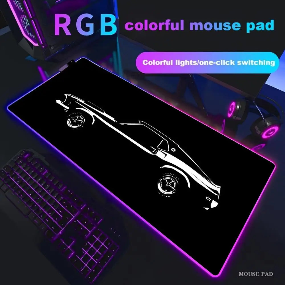 Black sports Car Mouse Pad XXL RGB Gaming MousePad HD Game Accessories Large LED Light MousePads PC Computer Carpet With Backlit